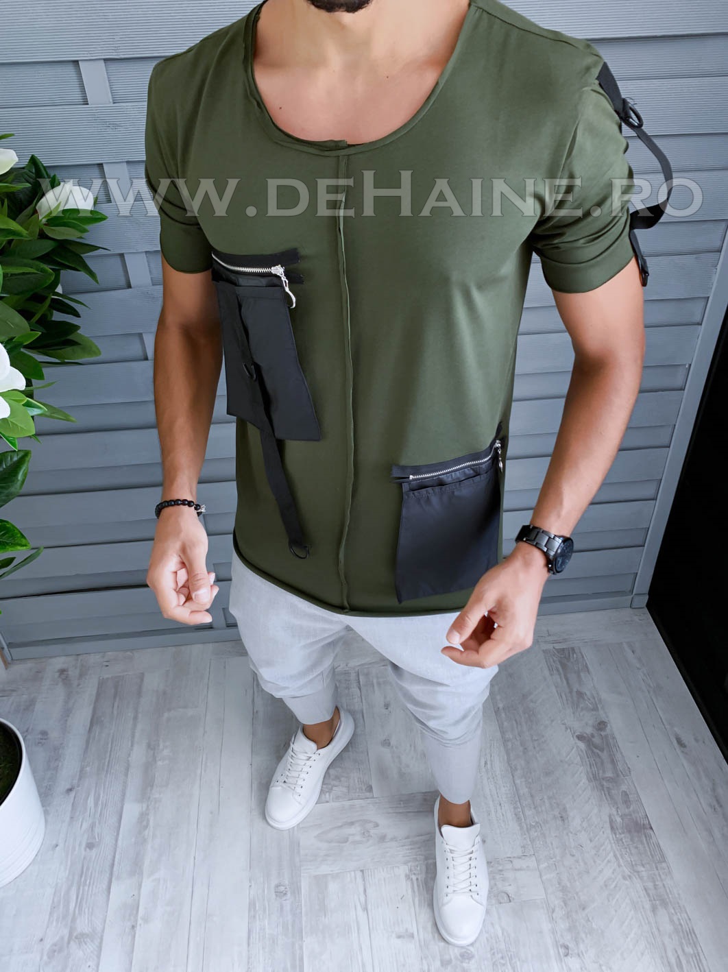 Tricou barbati kaki slim fit vagabond b1960 p14-3*